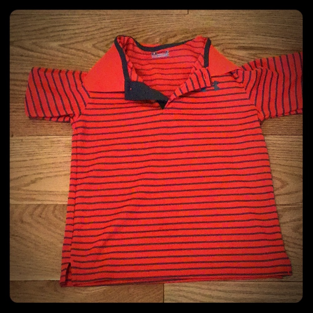 Orange striped Adidas button-up shirt